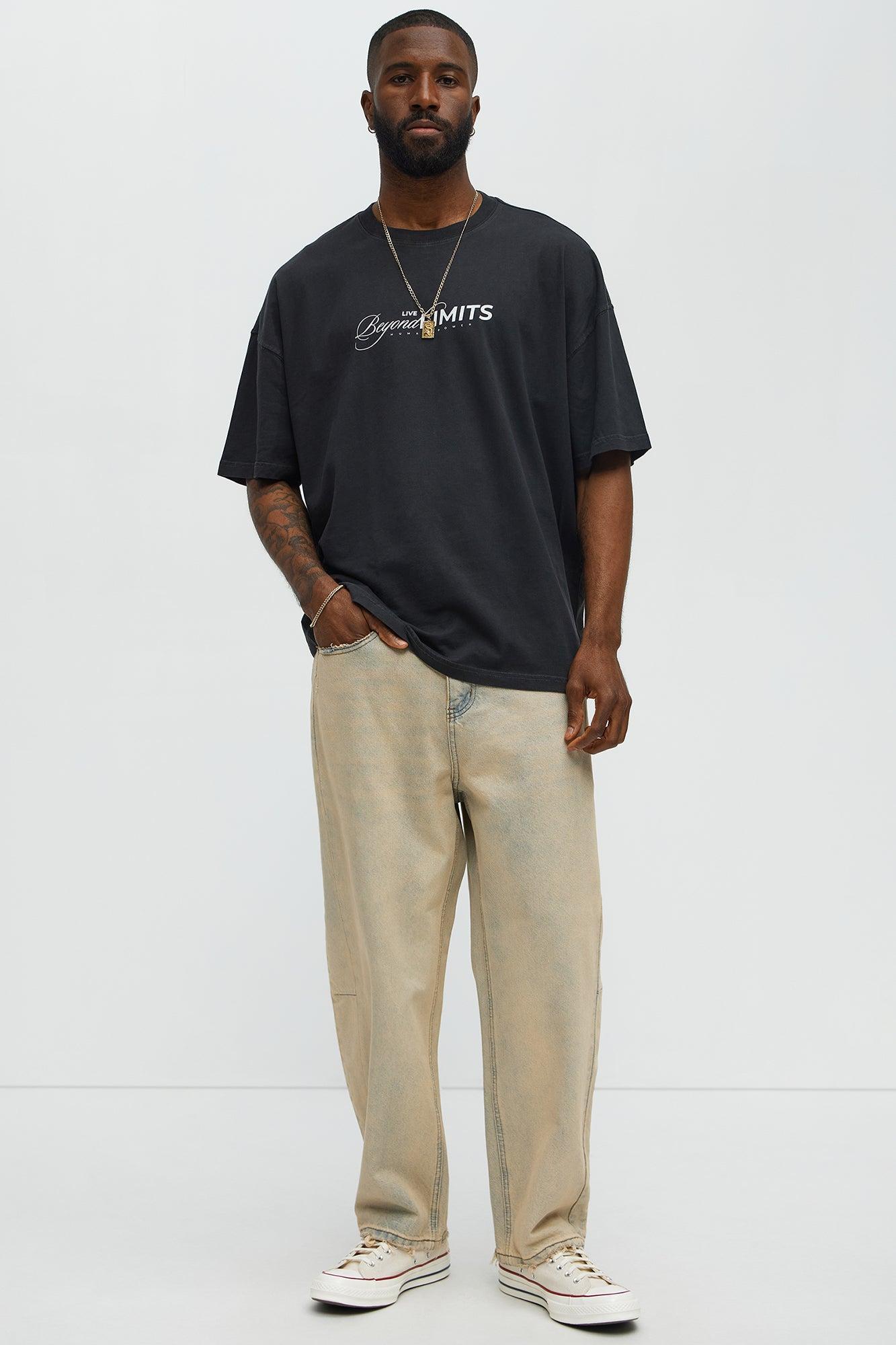 Live Beyond Limits Oversized Short Sleeve Tee - Black Wash Product Image