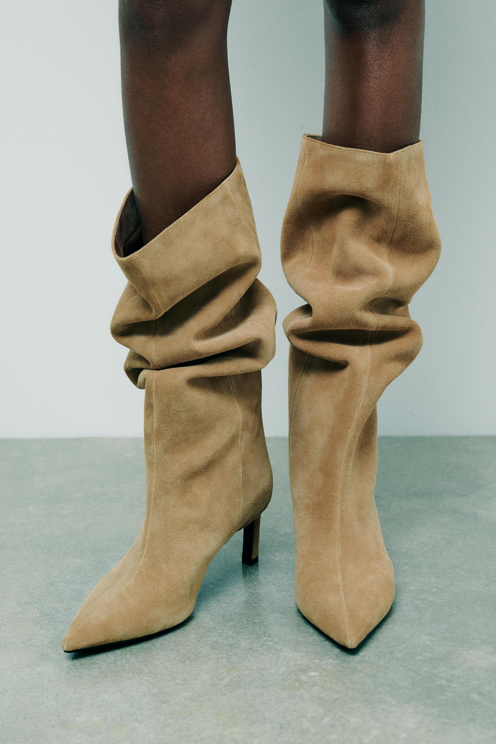 SPLIT LEATHER HEELED BOOTS Product Image