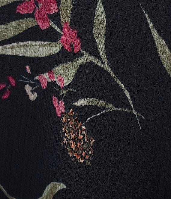 Calvin Klein 3/4 Sleeve V-Neck Floral Chiffon Shift Dress Product Image