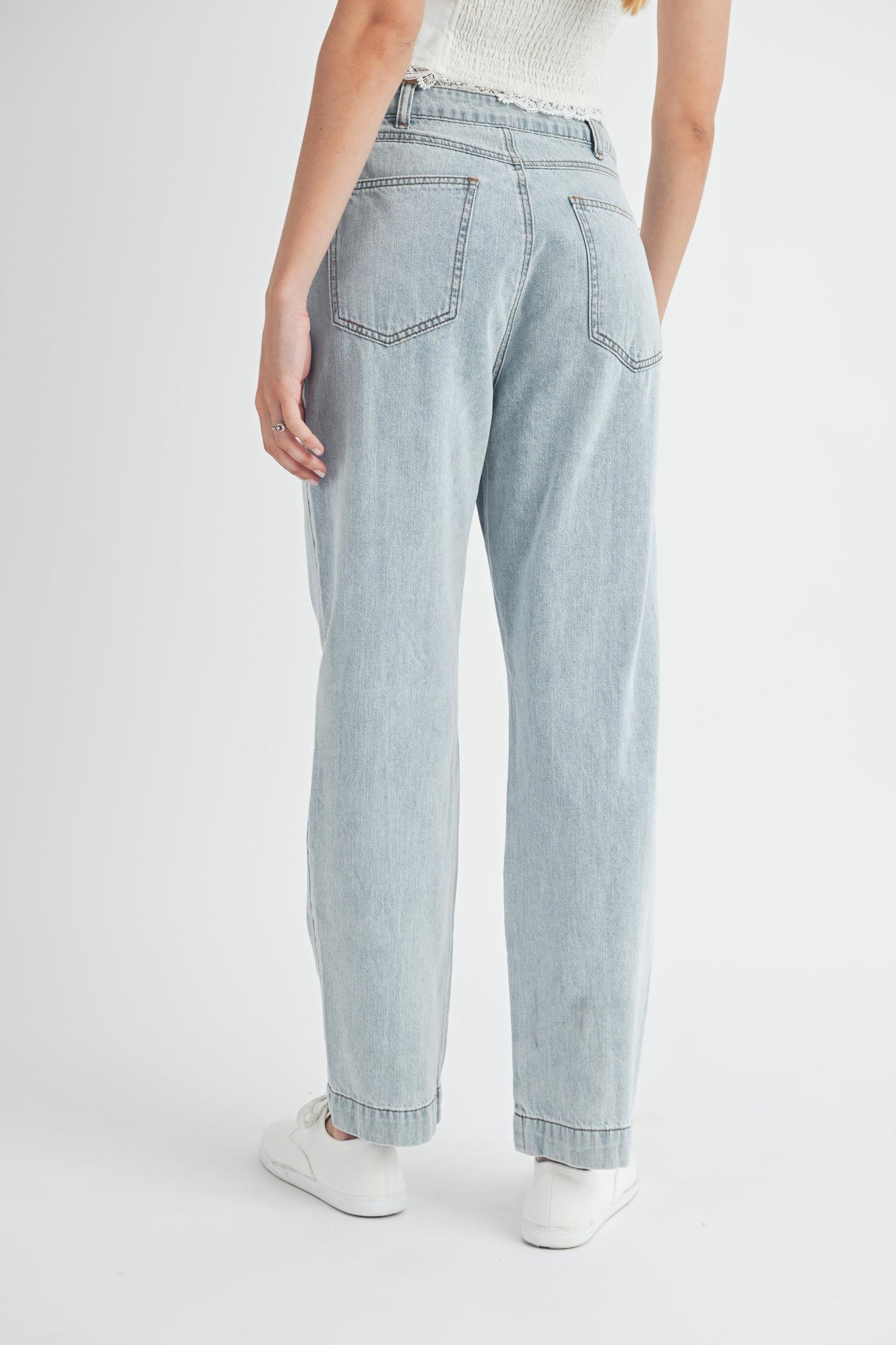 Pleated Detail Denim Jeans Product Image