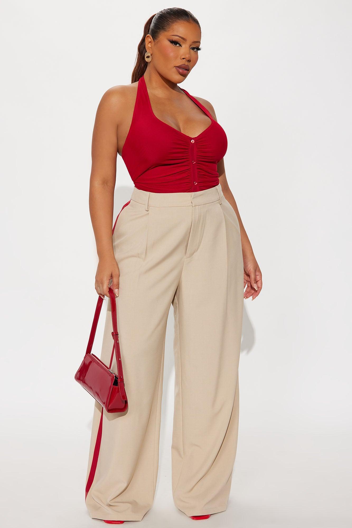 Dylan Wide Leg Trouser Pants - Taupe/combo Product Image