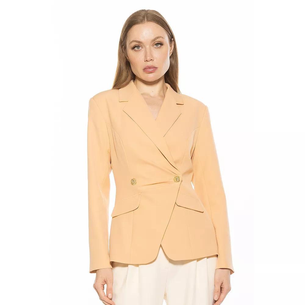 Women's ALEXIA ADMOR Tansy Draped Soft Structured Single Button Blazer, Size: 10, Brown Product Image