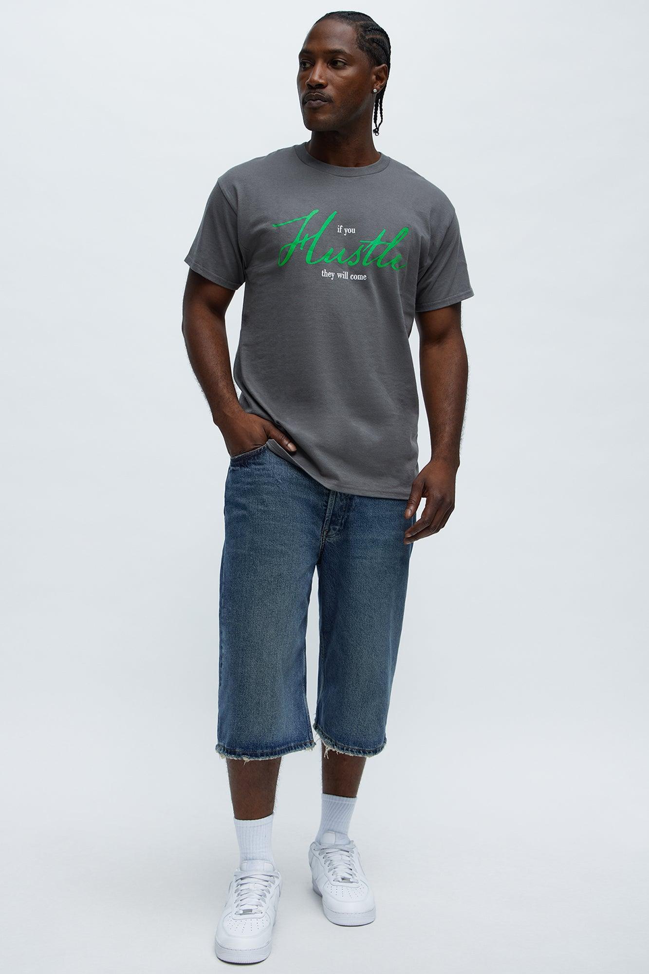 Hustling Pays Off Short Sleeve Tee - Charcoal Product Image
