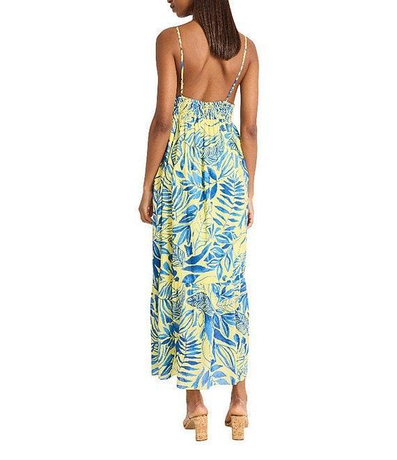 The Good Journey Printed Cotton Voile V-Neck Spaghetti Straps A-Line Midi Dress Product Image