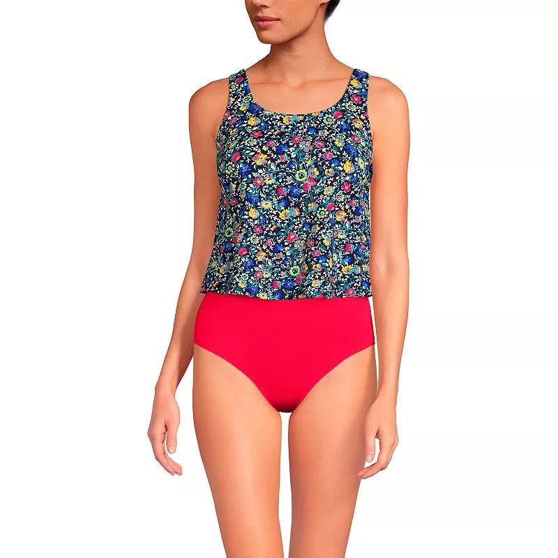 Womens Lands End Chlorine Resistant Scoop Neck One-Piece Fauxkini Swimsuit Product Image