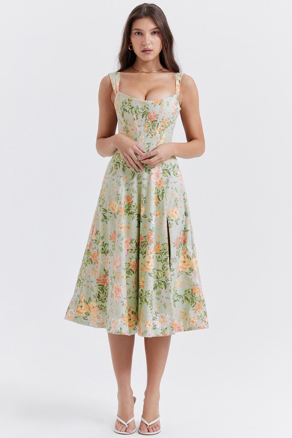 Saira Light Jade Print Midi Sundress Product Image