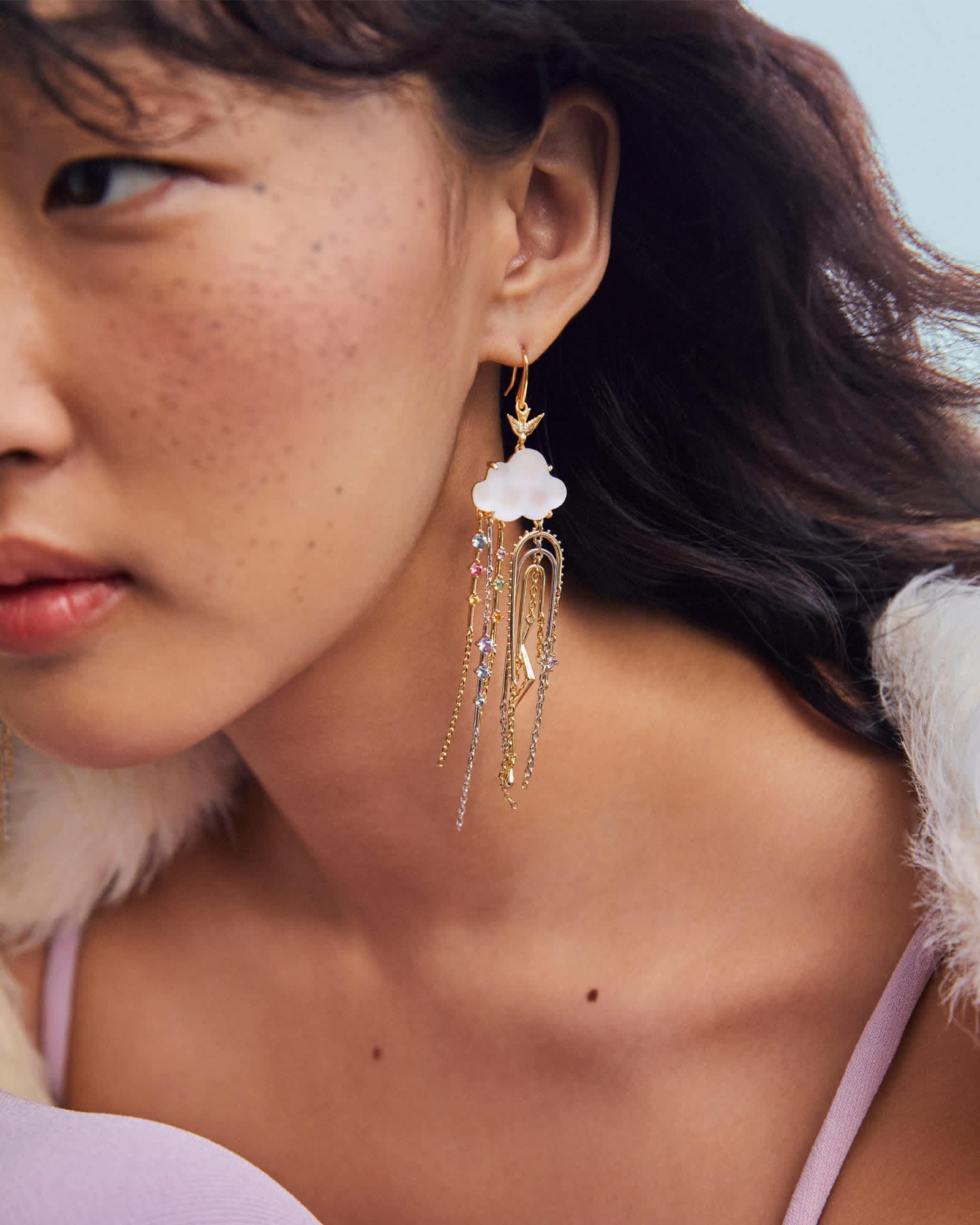 Celeste Cloud Mixed Metal Statement Earrings Product Image