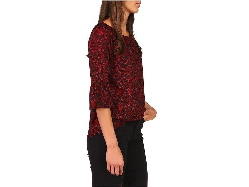 MICHAEL Michael Kors Python Flare Sleeve Top (Crimson) Women's Clothing Product Image