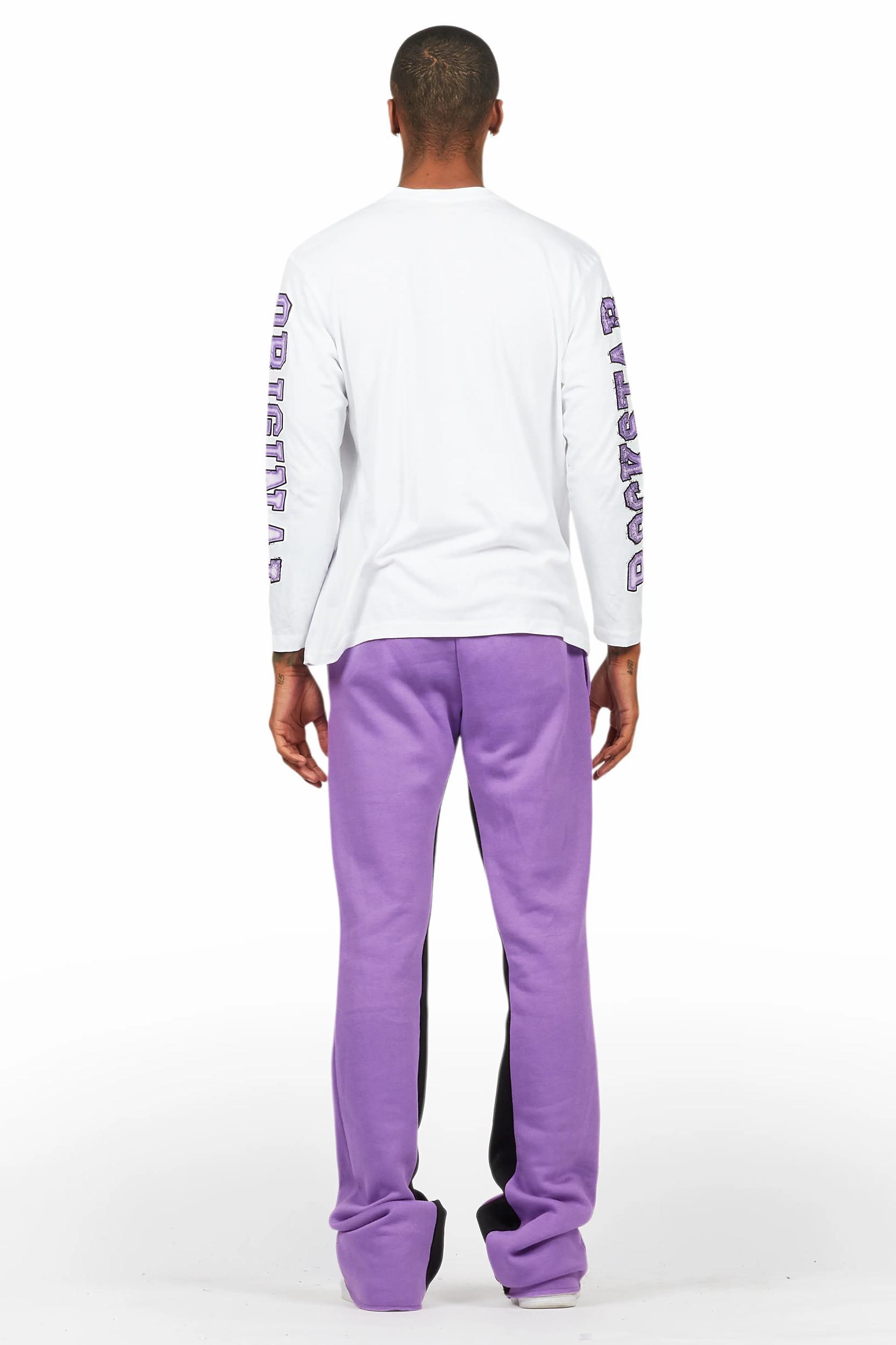 Fields Purple/White Long Sleeve T-Shirt/Baggy Pant Set Male Product Image