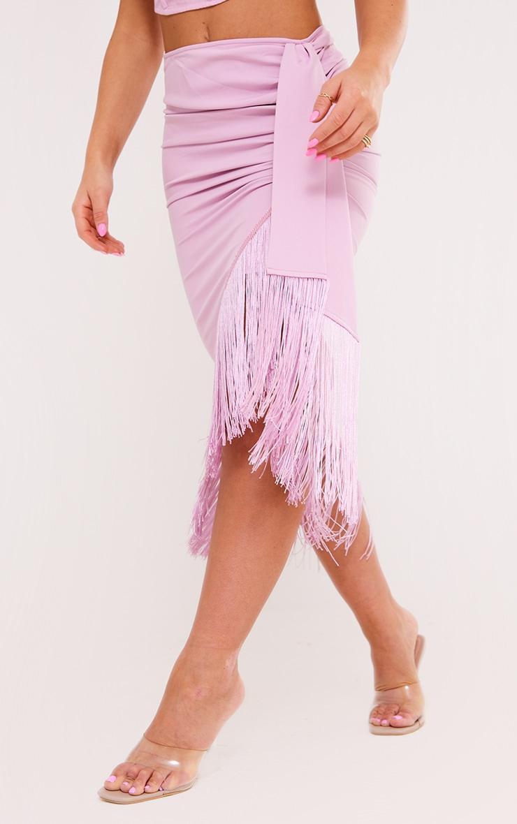 Lilac Tassel Hem Midi Skirt Product Image