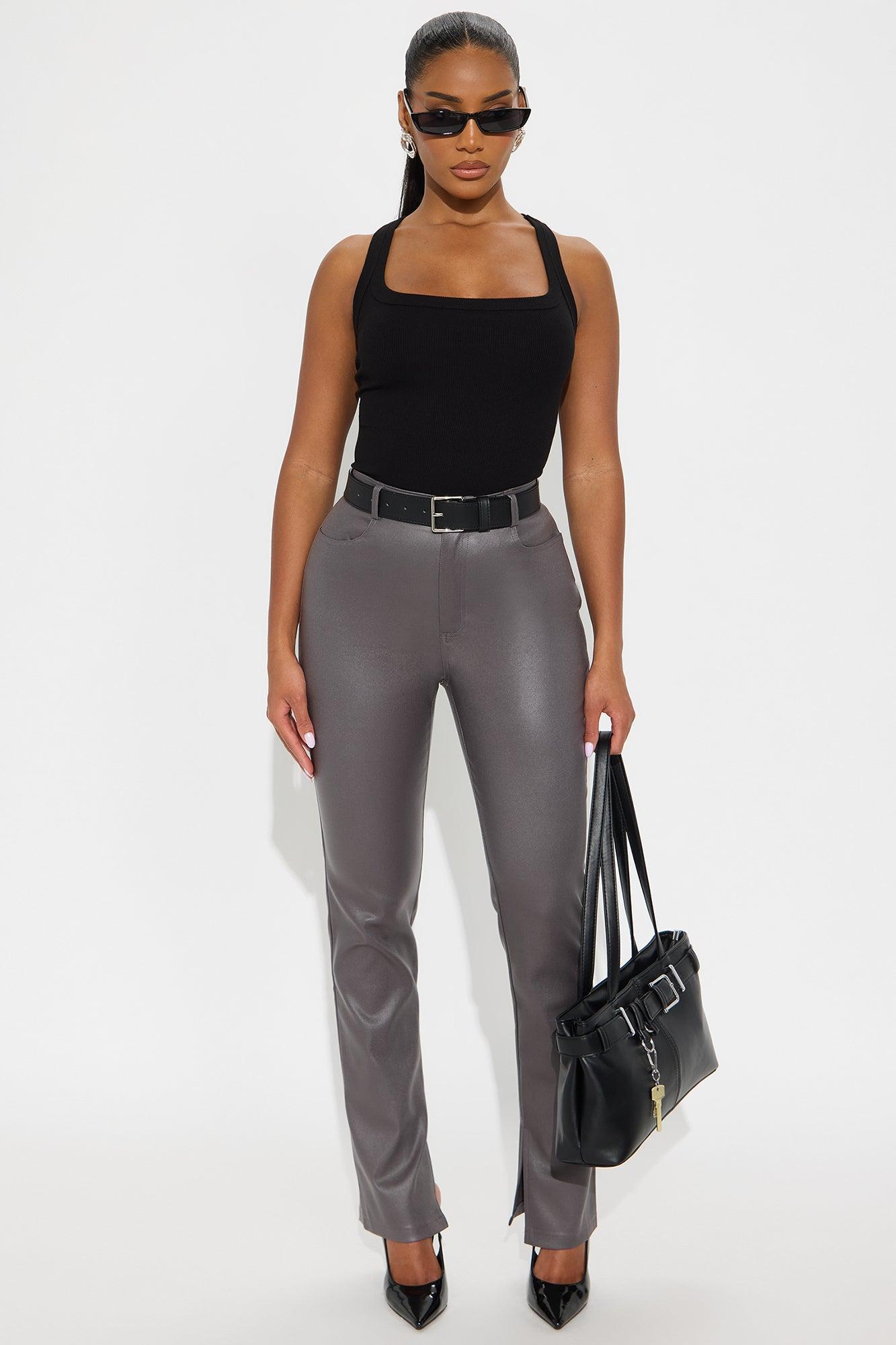 Gia Faux Leather Skinny Pant - Charcoal Female Product Image