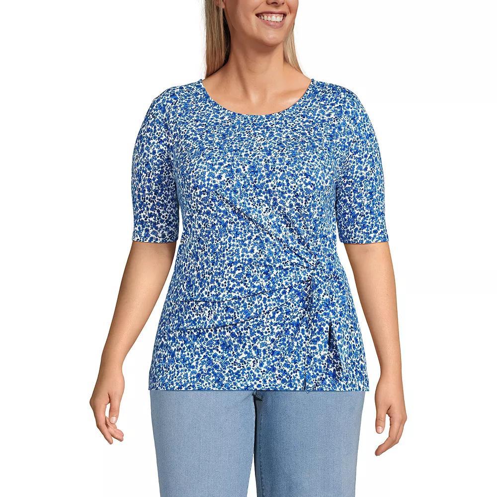 Women's Plus Size Lands' End Lightweight Jersey Tie Front Top, Size: 3XL, Black Product Image