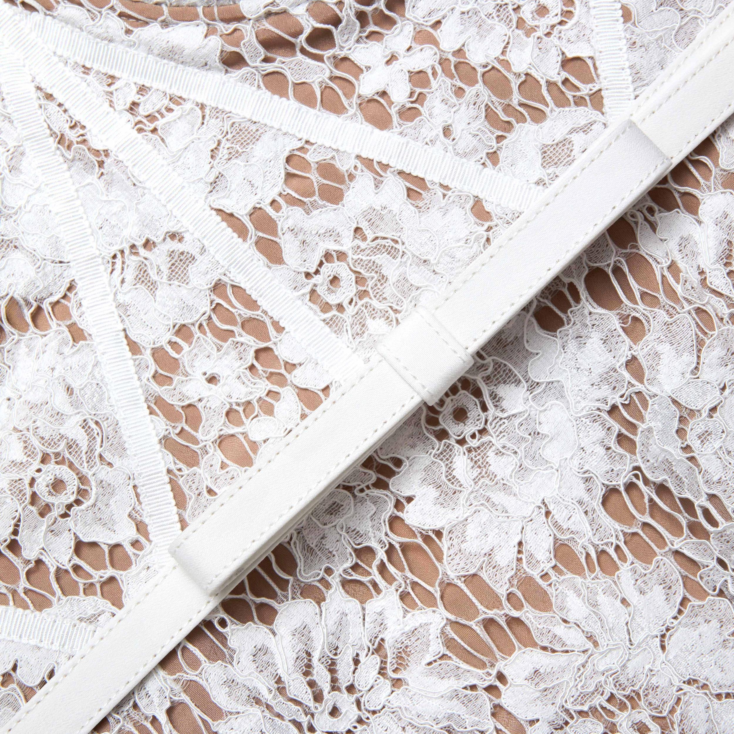 White Fine Lace Midi Dress Product Image