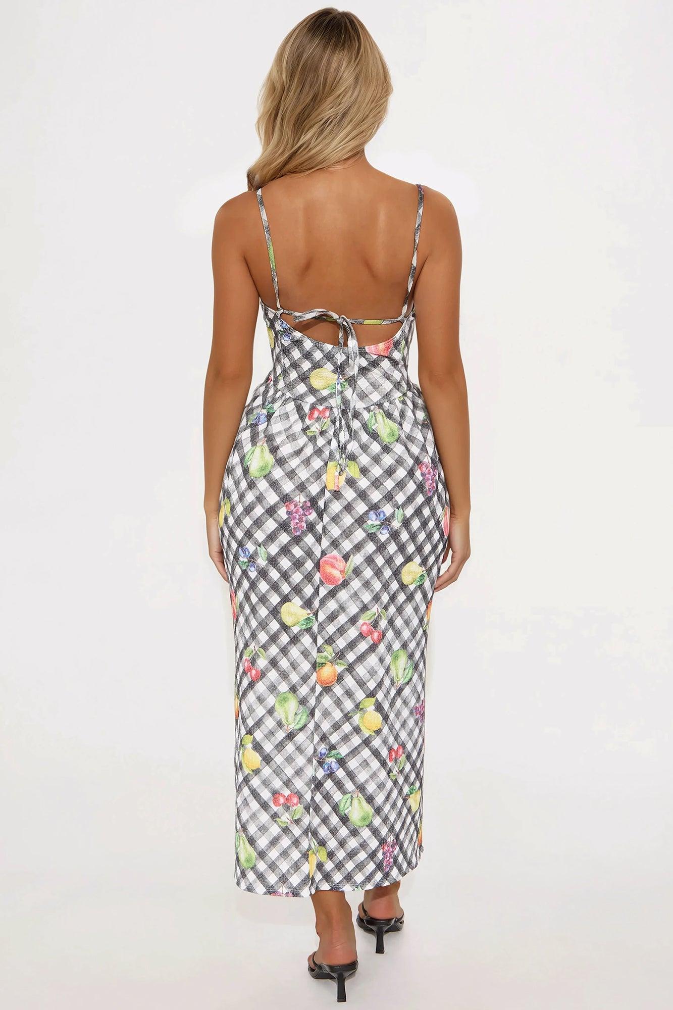 Savor Every Moment Gingham Midi Dress - Black/combo Product Image