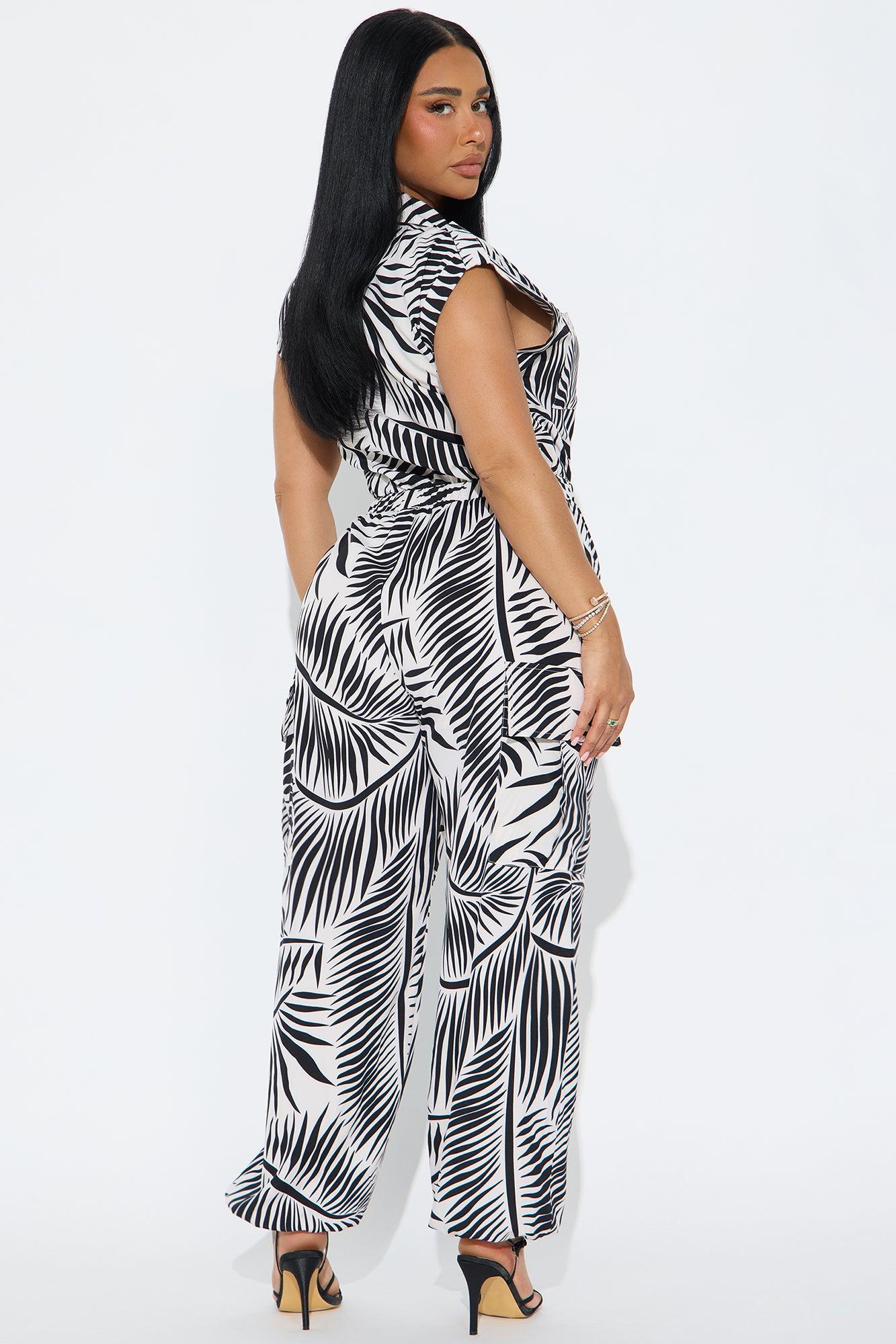 Rosalia Tropical Jumpsuit - Black/White Product Image