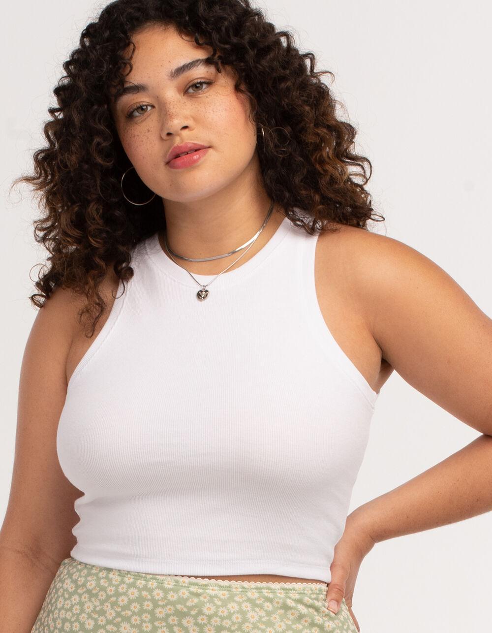 FULL TILT Essentials High Neck Womens Tank Top - WHITE Product Image