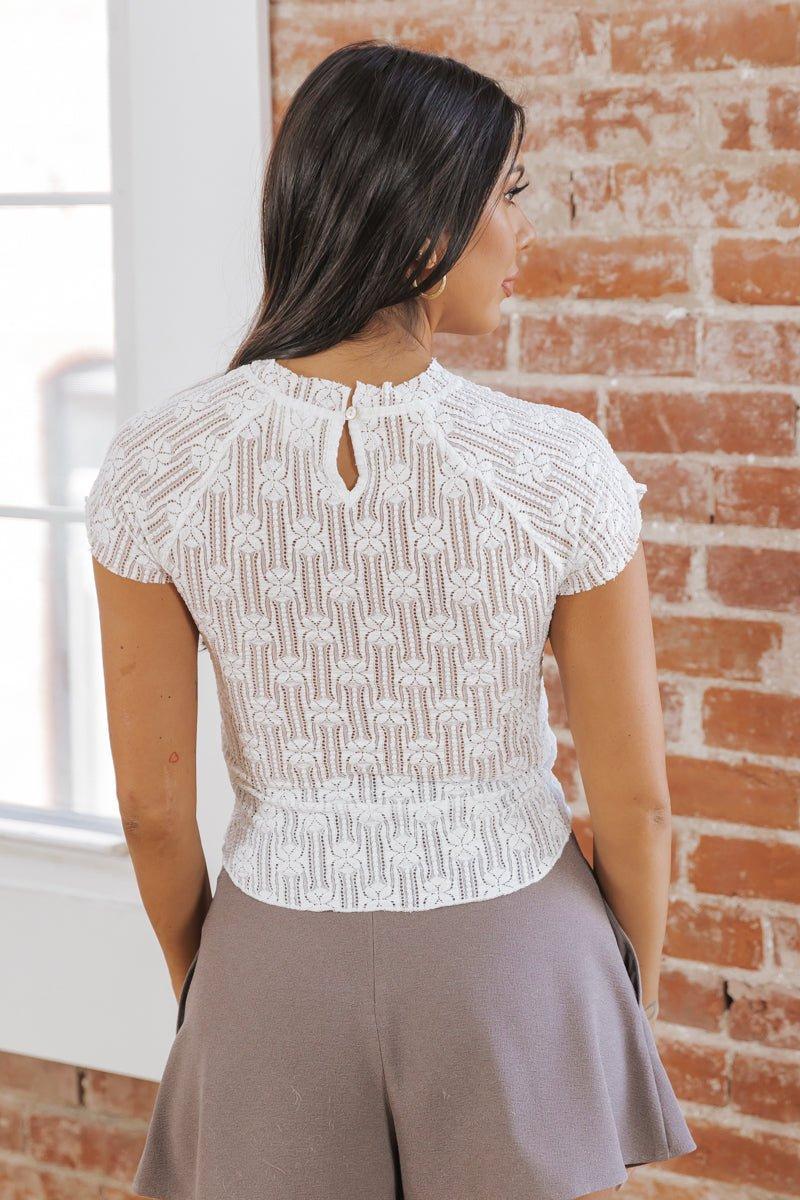 MUSE Floral Lace Short Sleeve Top - FINAL SALE Product Image