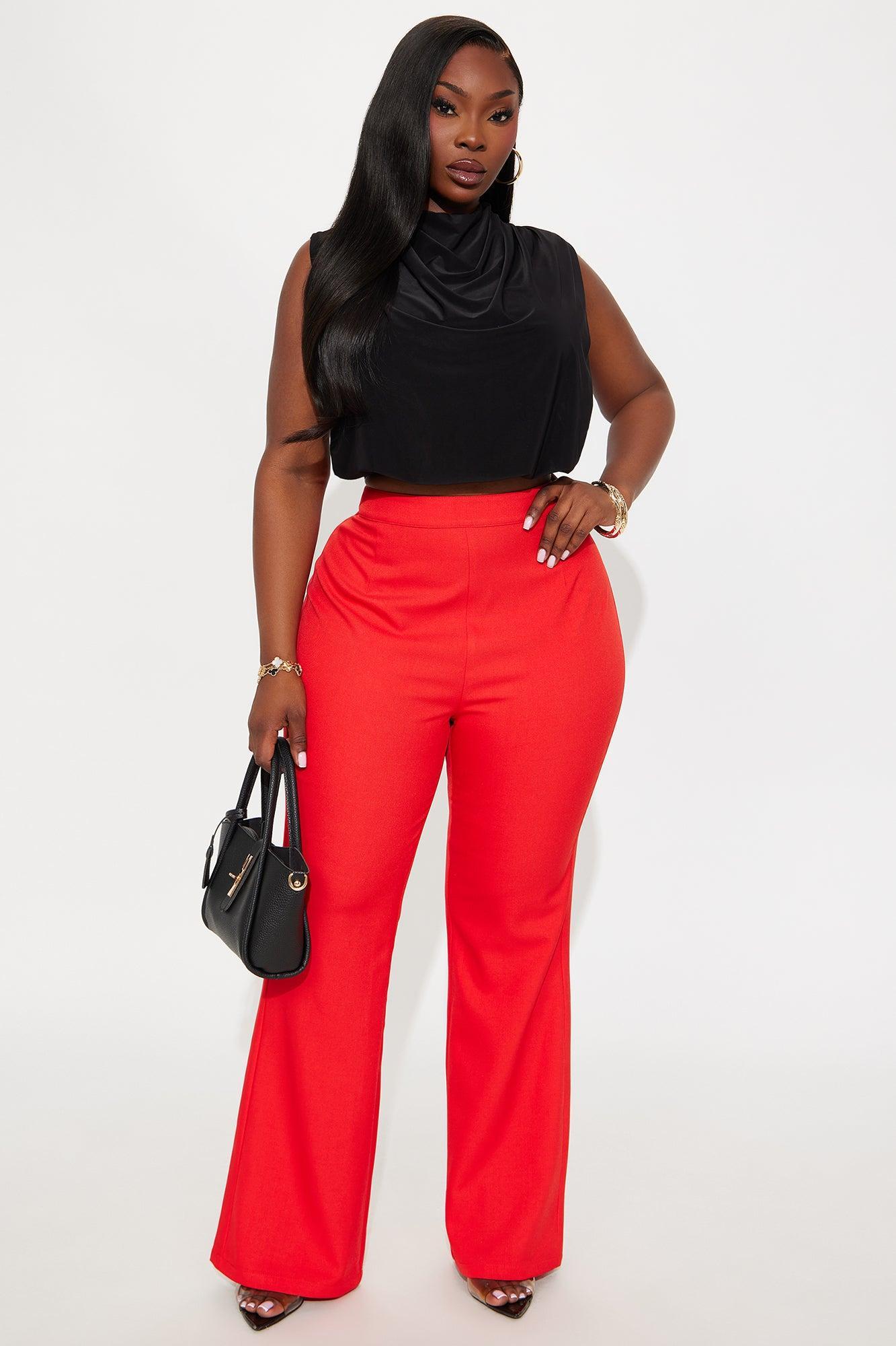 Abrina Twill Flare Pant - Red Product Image