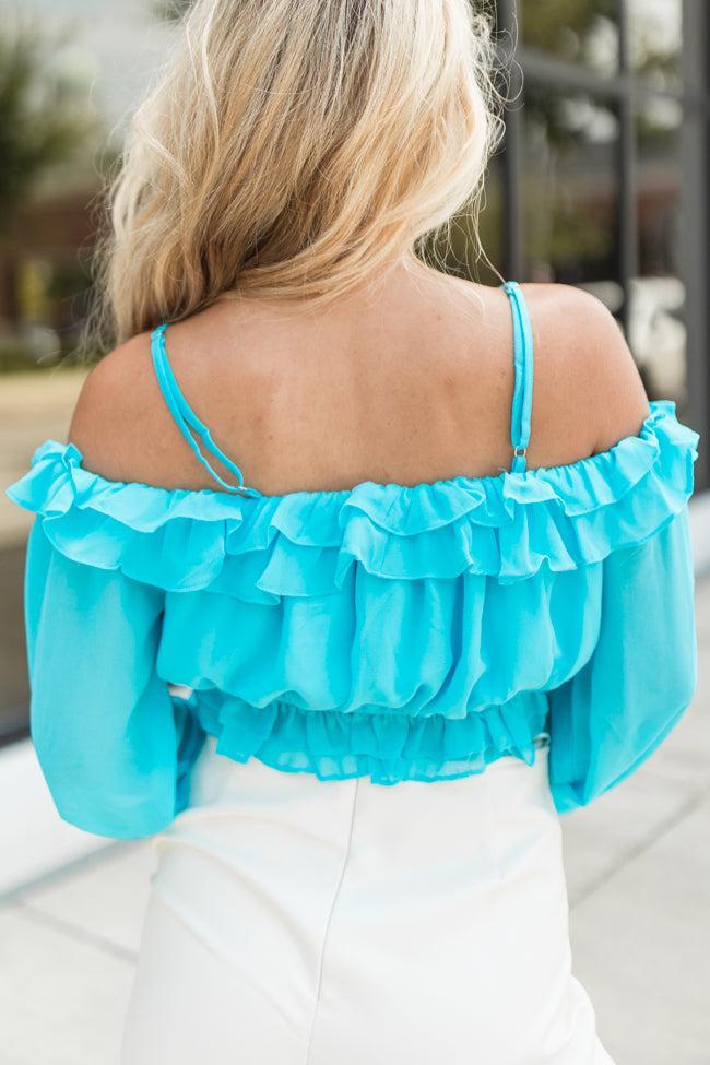 Big Dreams Aqua Ruffle Trim Blouse FINAL SALE Product Image