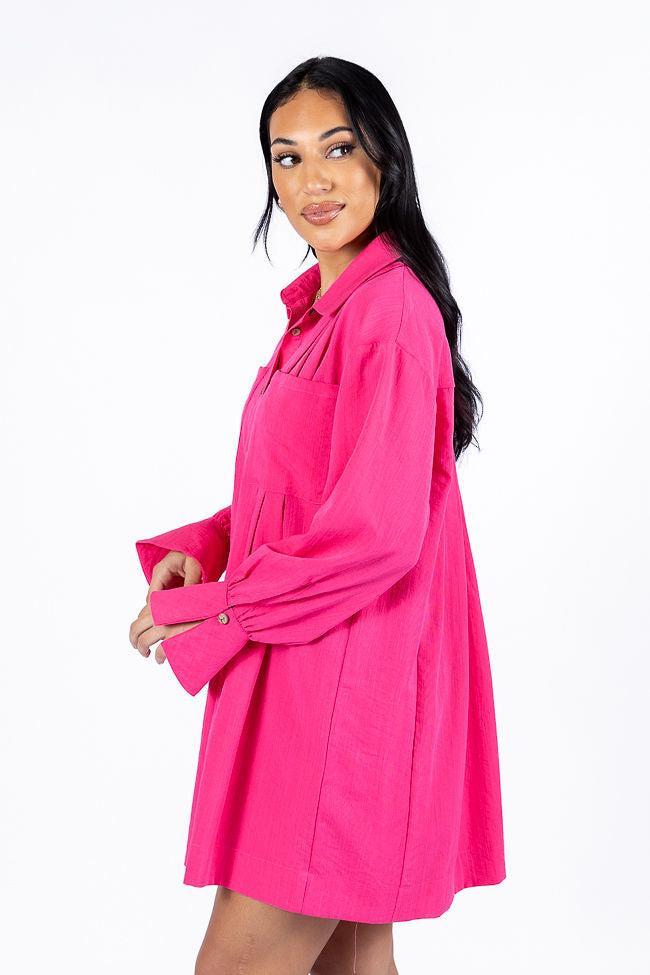 Write This Down Pink Button Up Shirt Dress FINAL SALE Product Image
