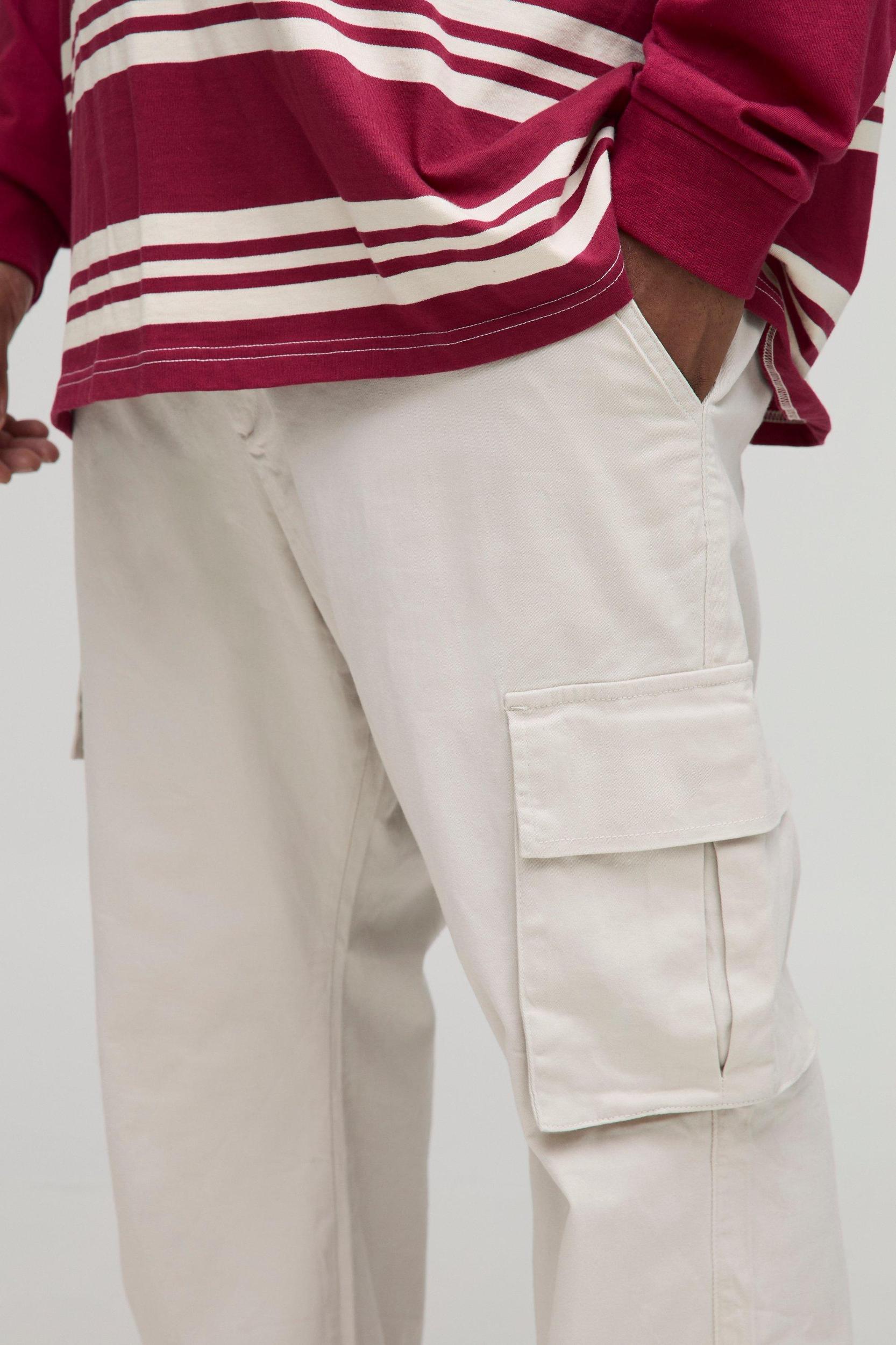 Plus Fixed Waist Cargo Flared Trousers | boohooMAN USA Product Image