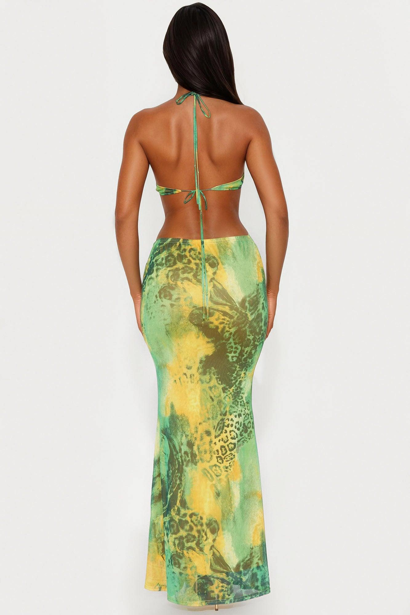 Sloane Tie Dye Mesh Maxi Dress - Sage Female Product Image