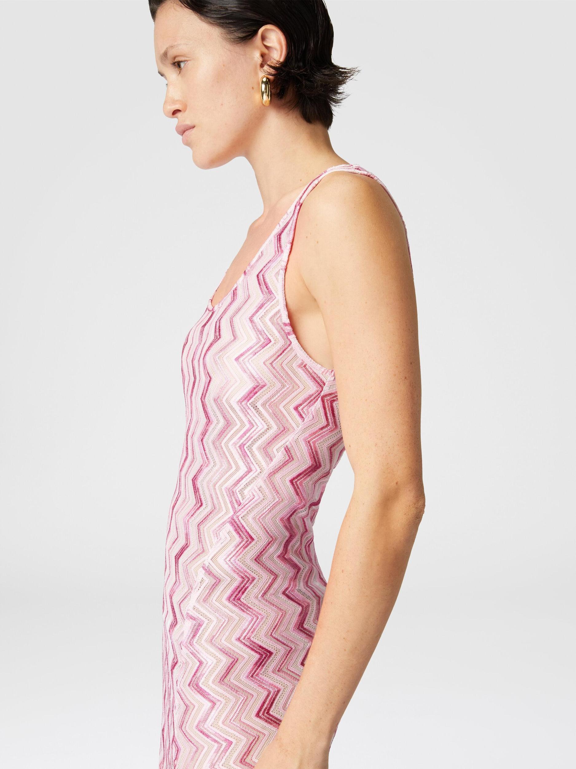 Long cover-up dress in slub zigzag viscose blend Product Image