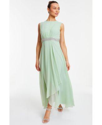 Quiz Womens Chiffon Embellished Round Neck Evening Dress Product Image