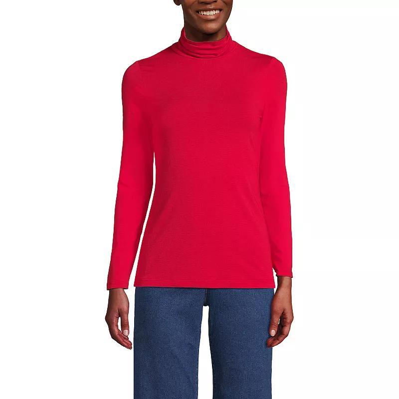 Petite Lands' End Lightweight Fitted Long Sleeve Turtleneck, Women's, Size: Small Petite, Estate Green Grey Product Image
