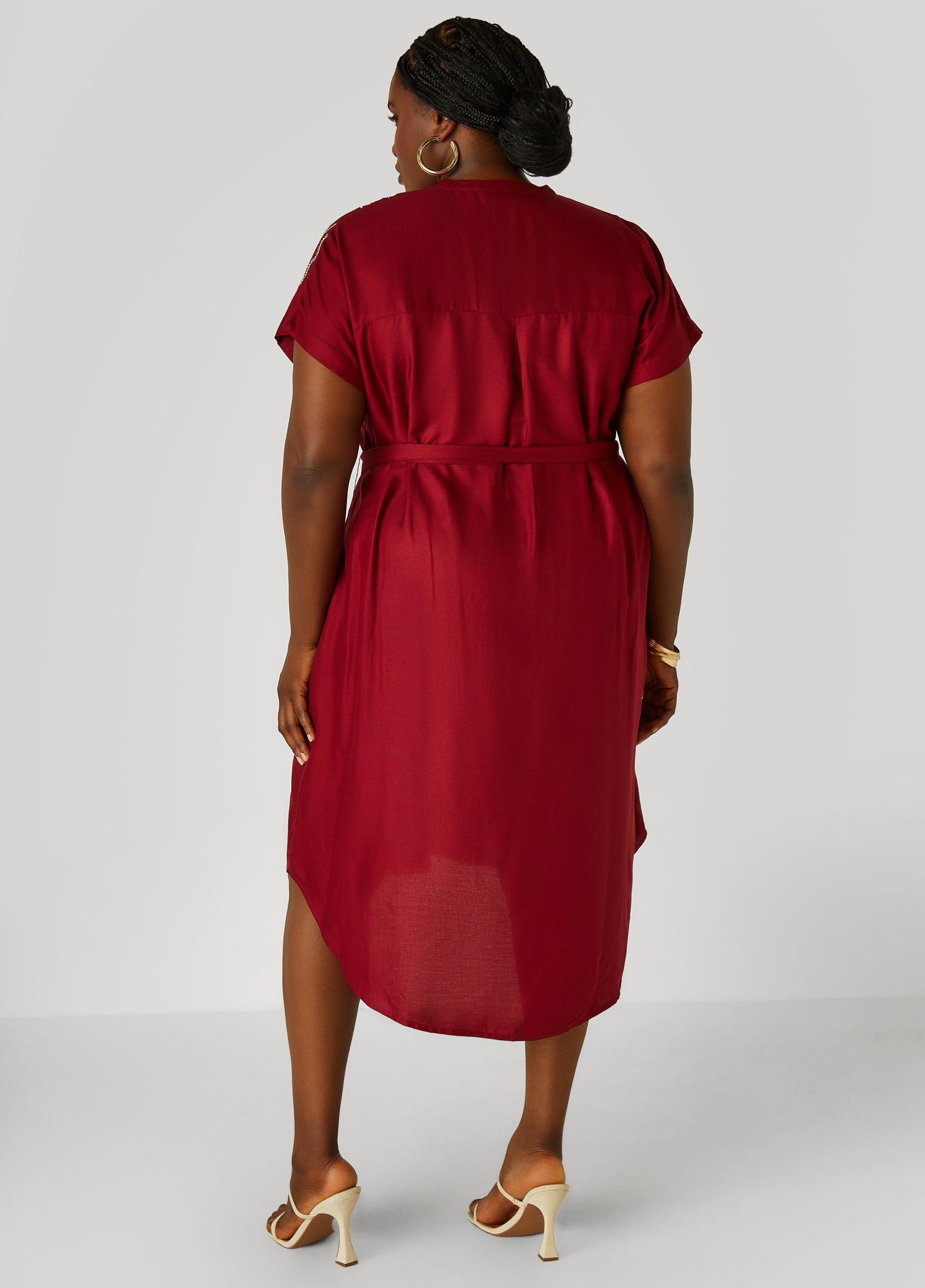 Beaded Embroidered Midi Shirtdress Product Image