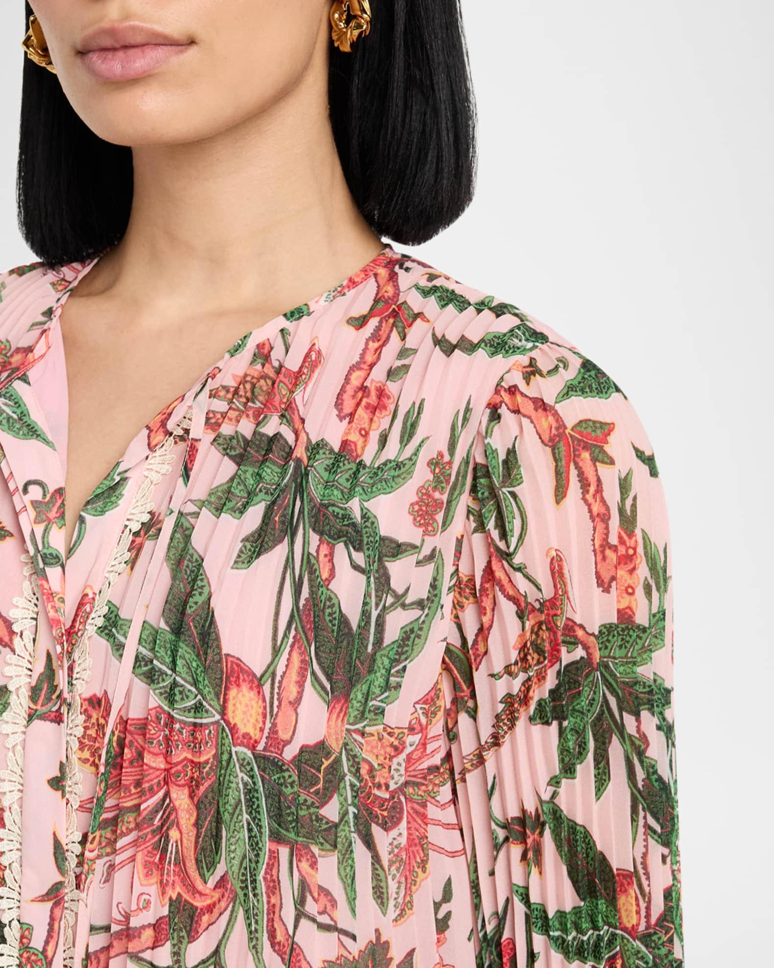 Helen Pleated Floral-Print Blouse Product Image