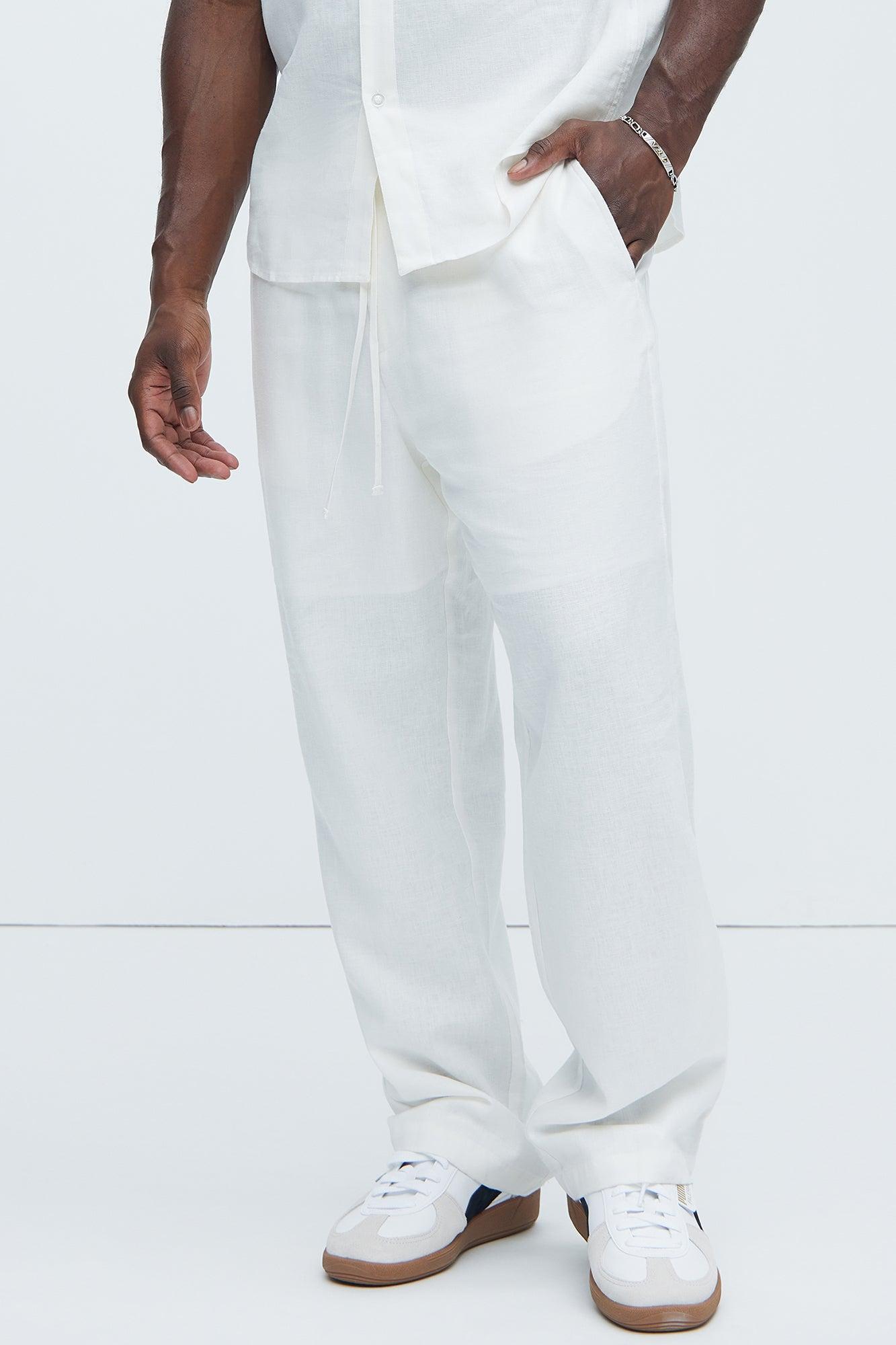 Bahamas Linen Pants - White Product Image