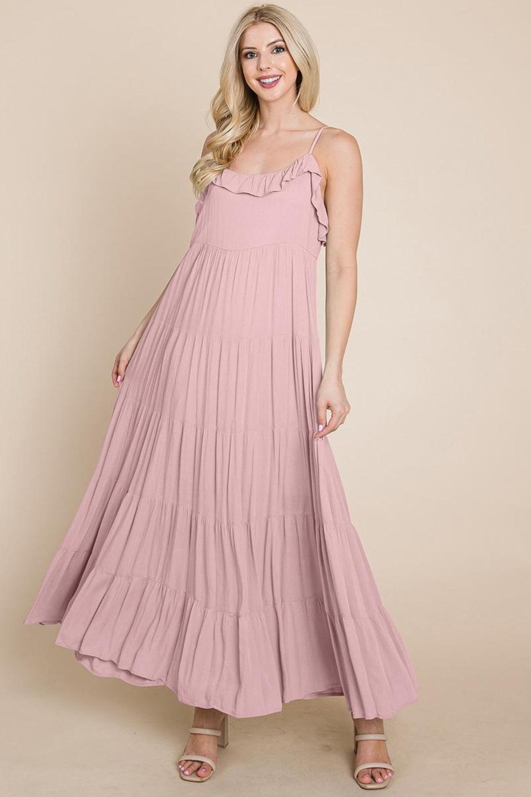 Tiered Tie Strap Cami Maxi Dress Product Image