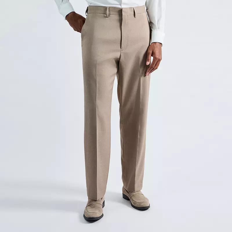 Mens Haggar Premium Comfort Expandable-Waist Classic-Fit Stretch Flat-Front Dress Pants, Mens Brown Product Image