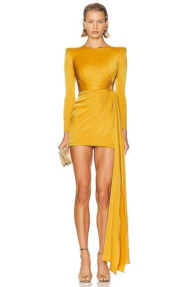 Long Sleeve Twist Satin Mini Dress Product Image