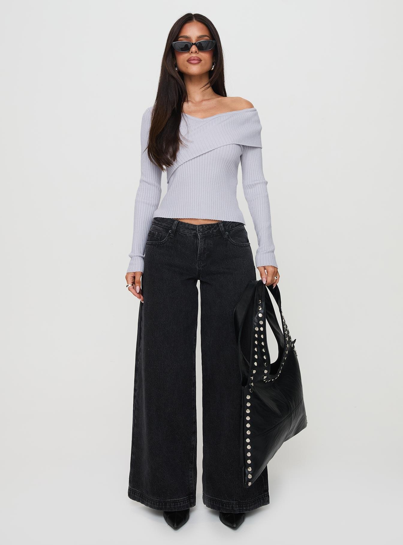 Nolia Long Sleeve Top Grey Product Image