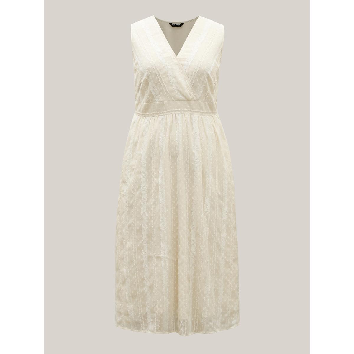 Plus Size Woven Textured Surplice Neck Maxi Dress Apricot Women Overlap Collar Sleeveless Curvy BloomChic 22-24/3X Product Image