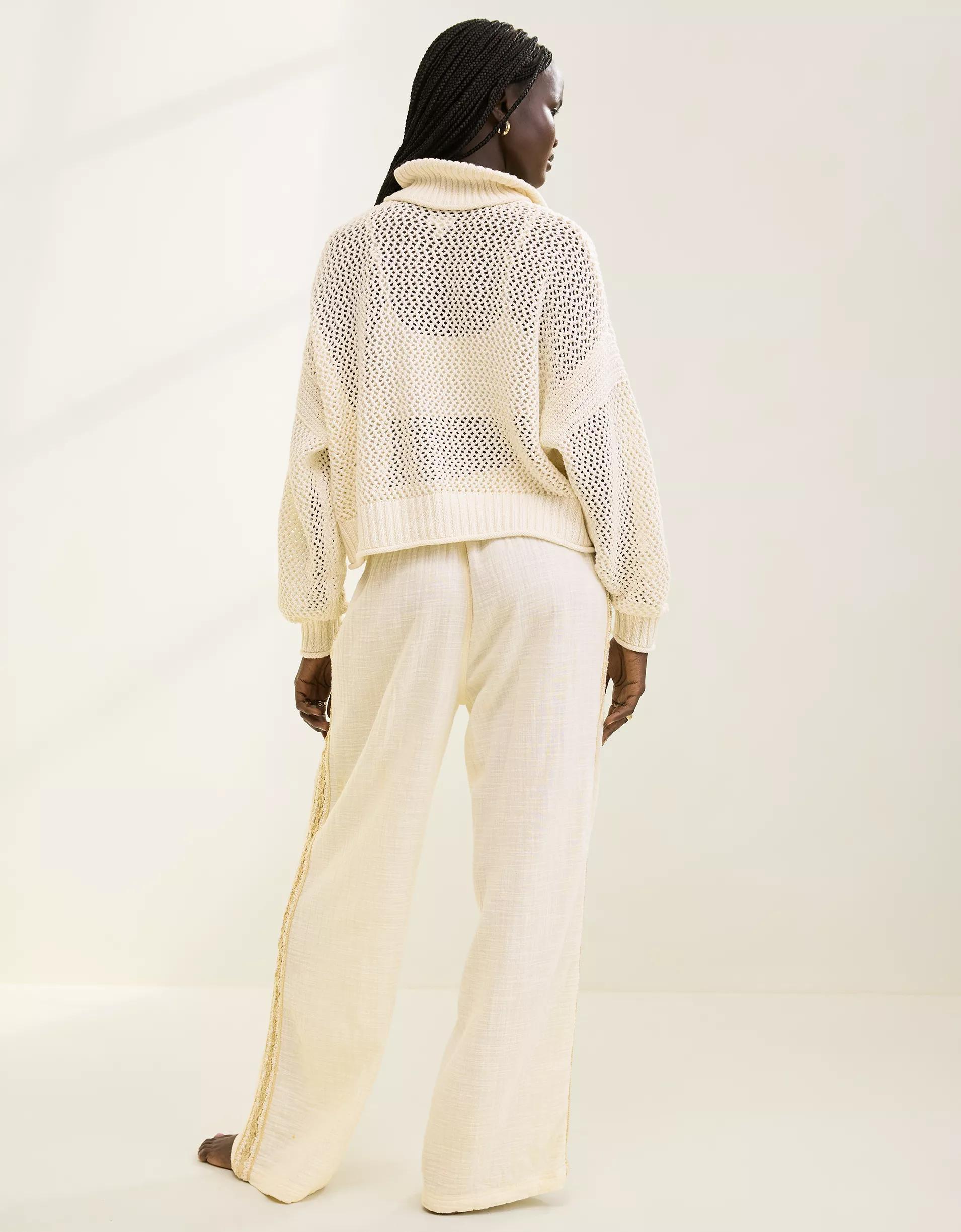 Aerie Crochet Quarter Zip Sweater Product Image