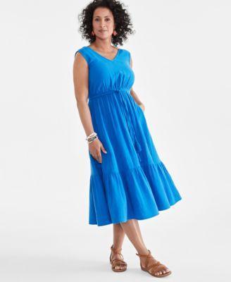 Style & Co Womens Cotton Gauze V-Neck Midi Dress, Created for Macys Product Image