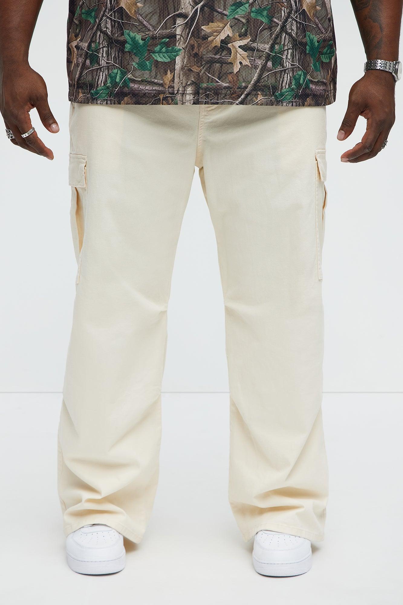 Yes Please Baggy Cargo Pants - Cream Product Image