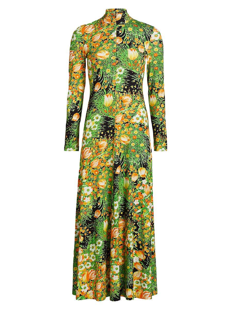 Womens Garden Florals Turtleneck Maxi-Dress Product Image