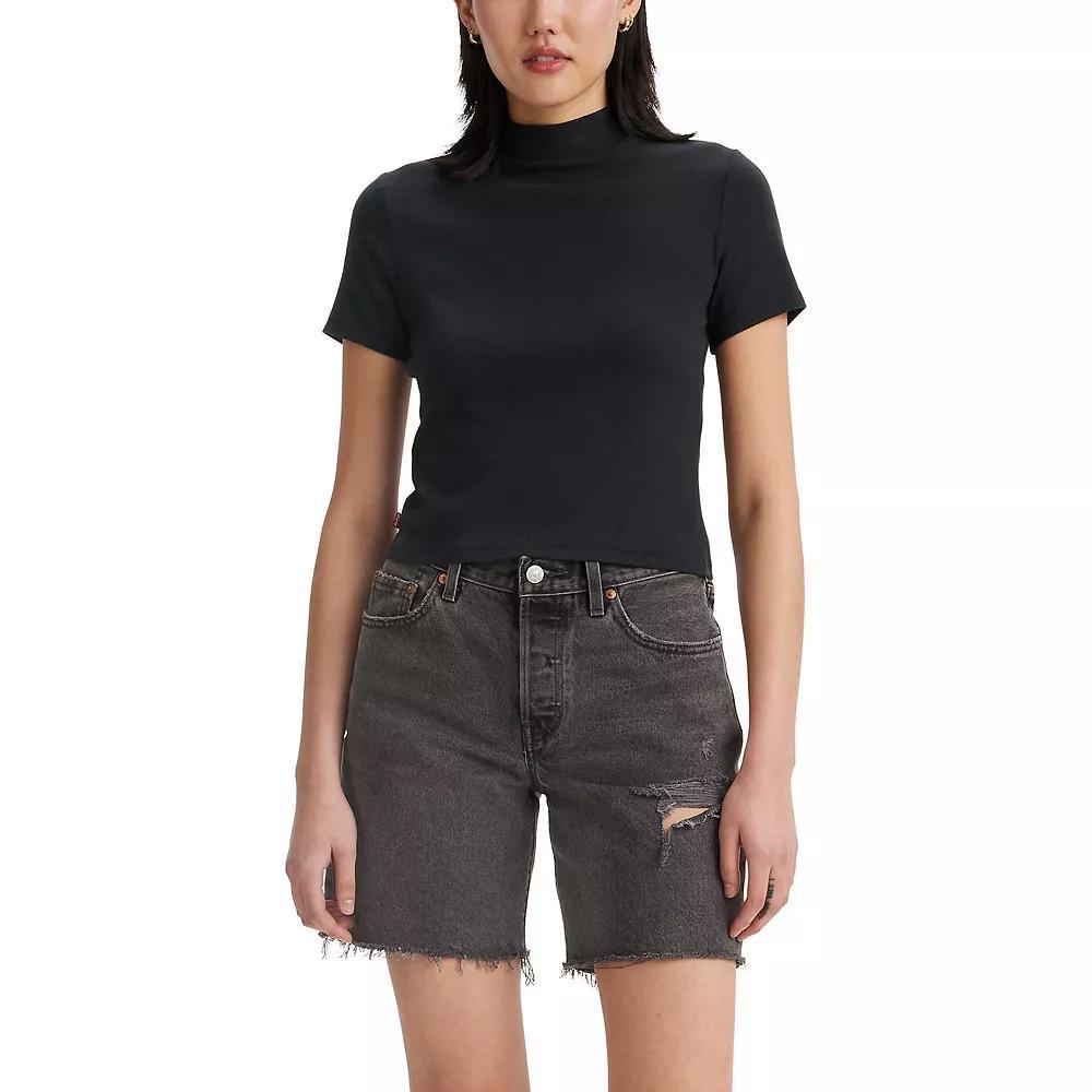 Women's Levi's® Effortless Short Sleeve Mock Neck Tee, Size: Large, Grey Night Product Image