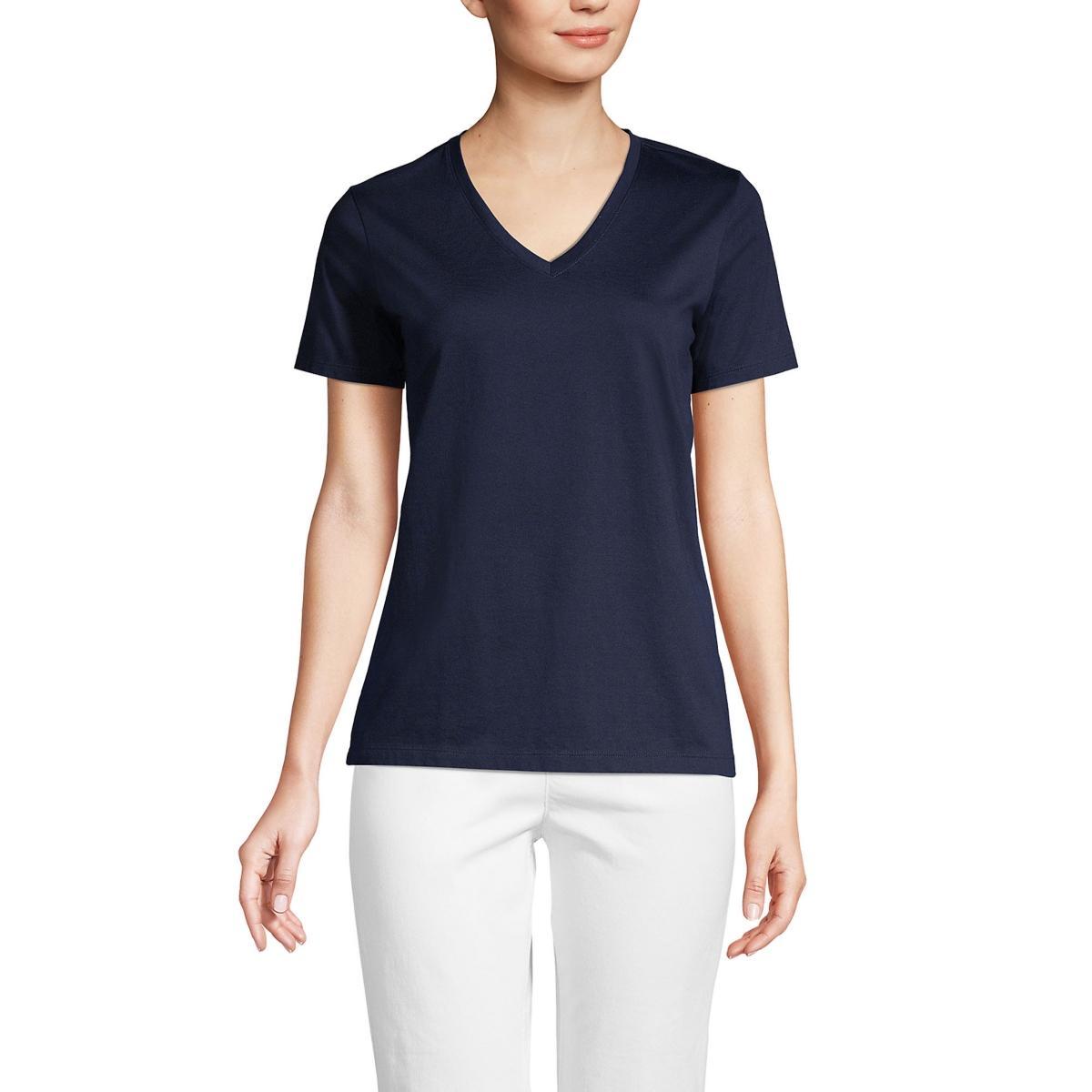 Womens Lands End Relaxed-Fit Supima Cotton V-Neck Tee Product Image