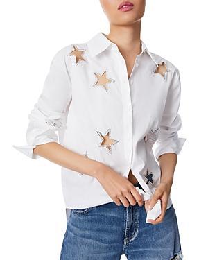 Womens Finley Crystal-Embellished Heart Cut Out Shirt Product Image