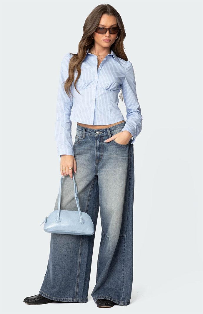 Edikted Women's Tailored Pinstripe Button Up Shirt Product Image