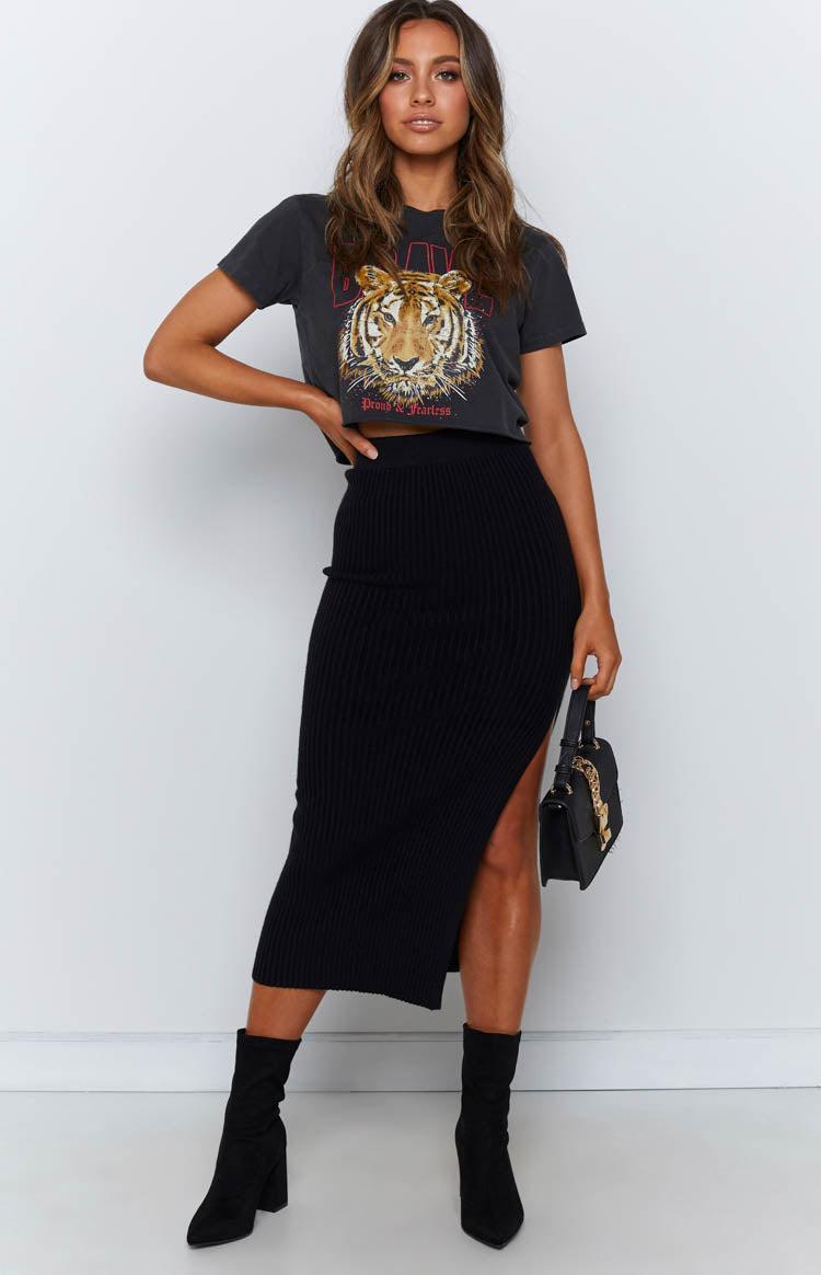 Laurena Knit Midi Skirt Black Product Image