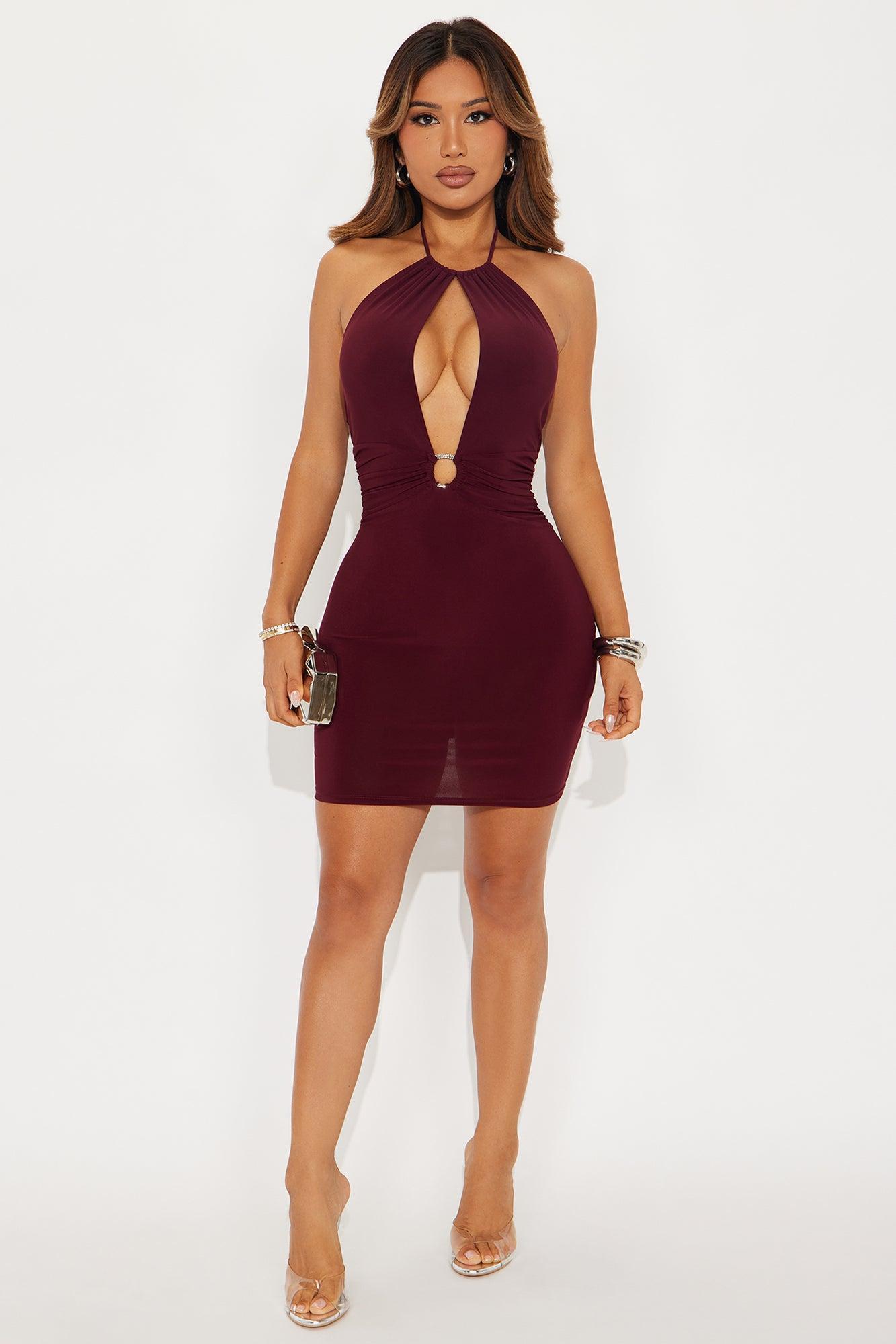 Bea Halter Mini Dress - Plum Product Image