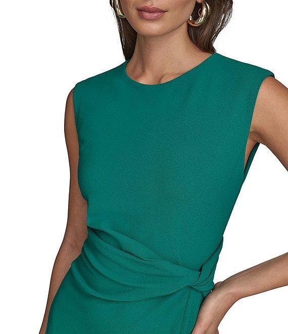 Donna Karan Crepe Crew Neck Cap Sleeve Sheath Midi Dress Product Image