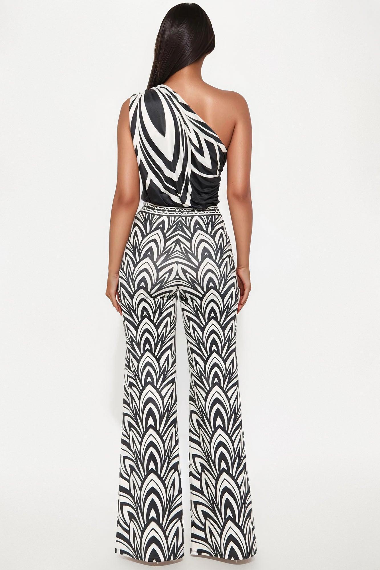 Off To Tahiti One Shoulder Jumpsuit - Black/combo Product Image