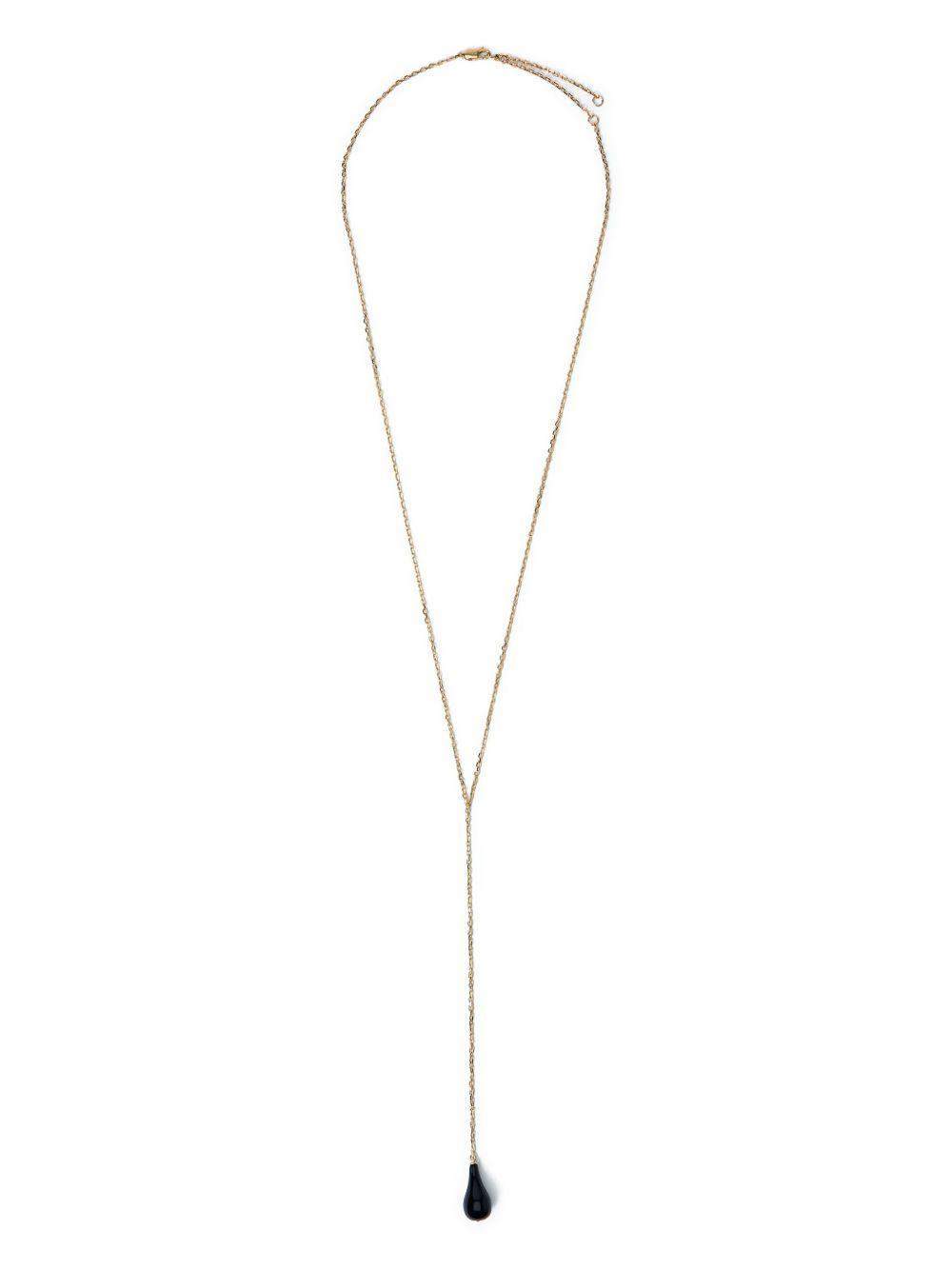 18K gold-plated brass onyx drop necklace Product Image